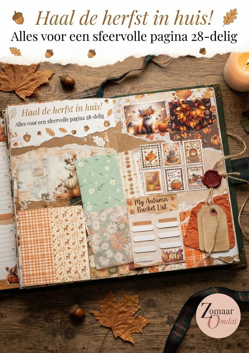 Herfst journal pack - 28 delig handgemaakt herfst journalling pakket
