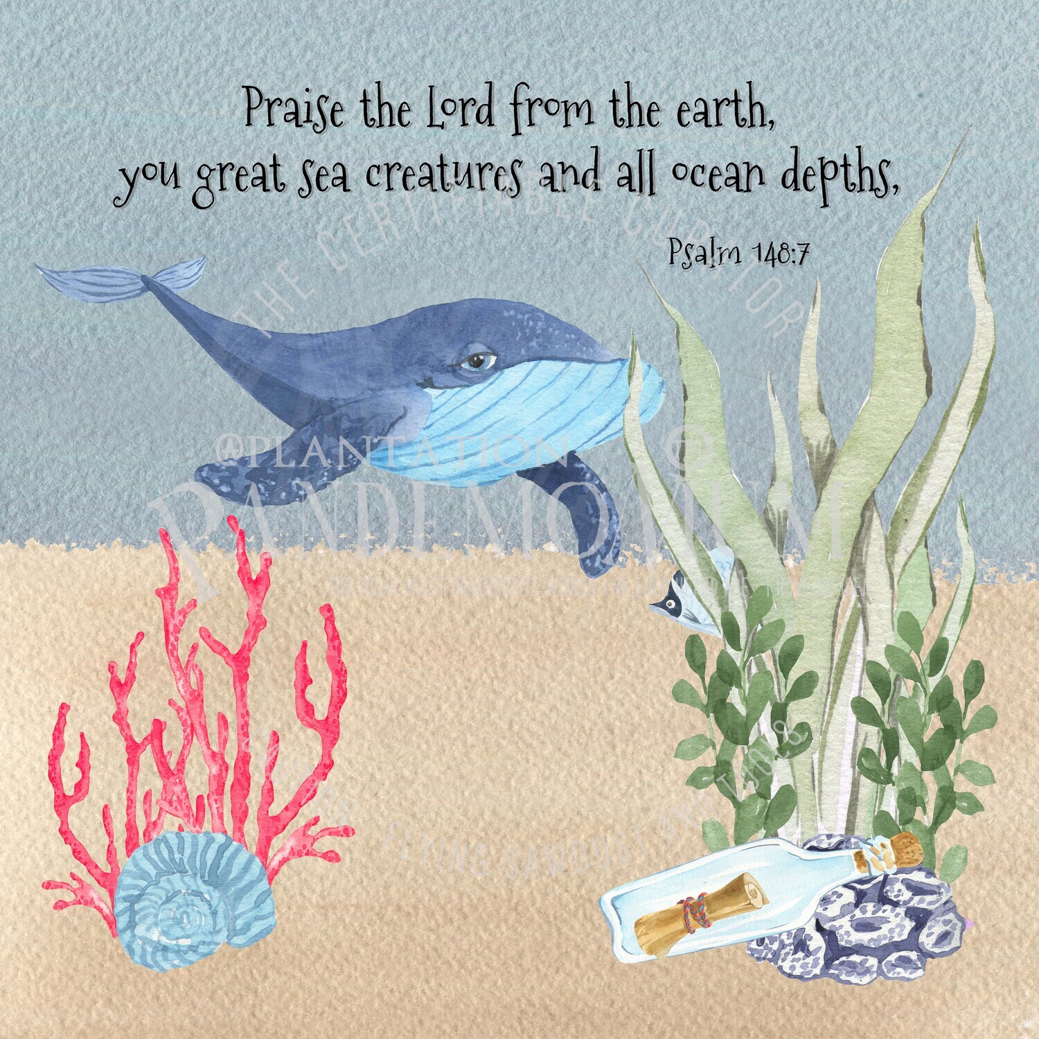 Praise the Lord Great Sea Creatures Wall Art for Kids or Adults