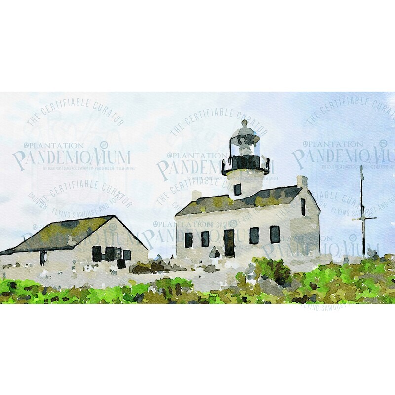 Point Loma Light House Watercolor, San Diego Art