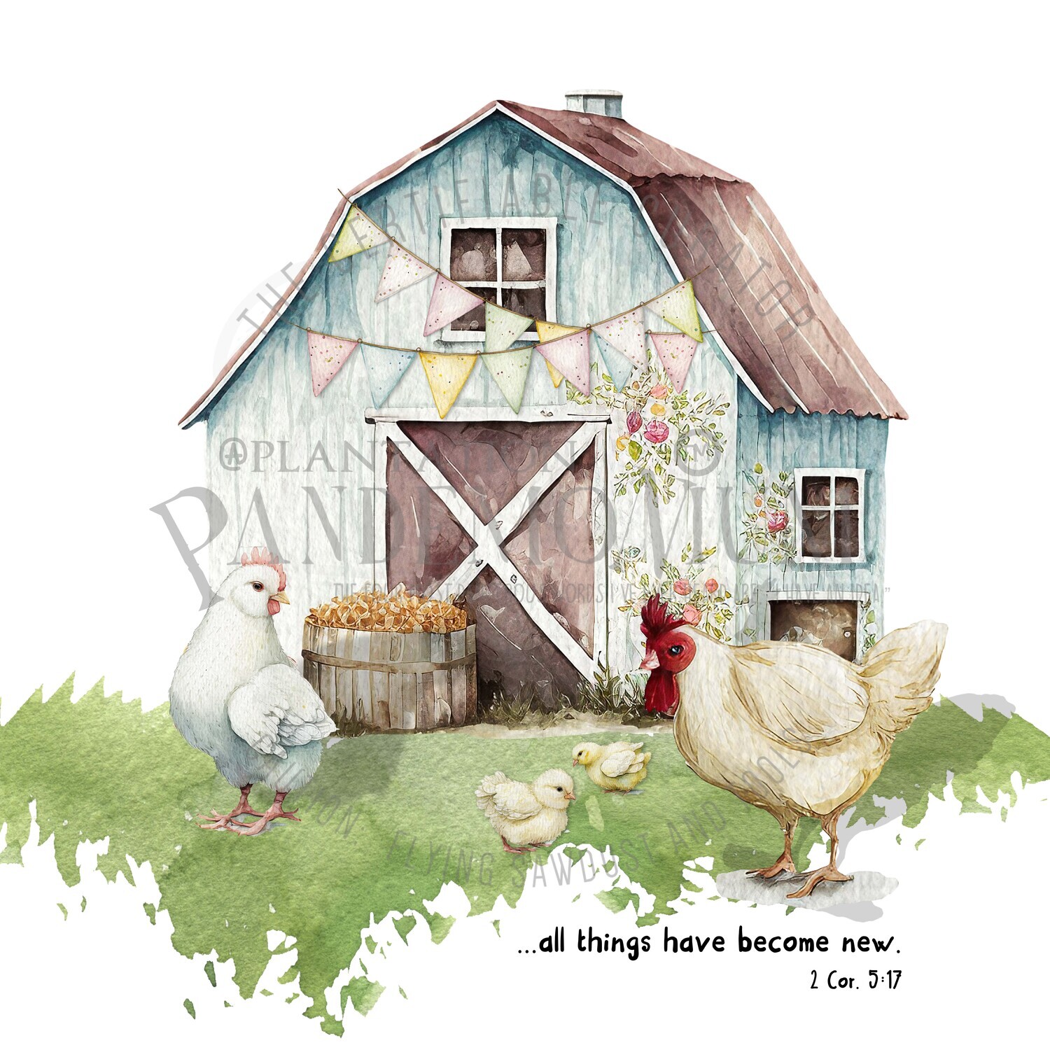 Spring Watercolor Barn Wall Decor