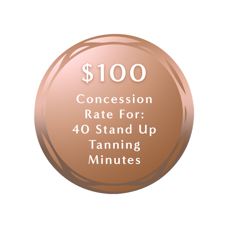 $100 Concession Rate 40 Stand Up Tanning Mins