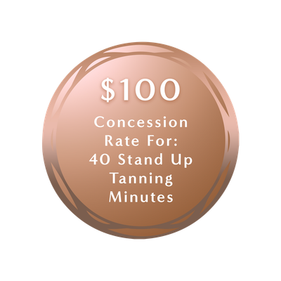 $100 Concession Rate 40 Stand Up Tanning Mins