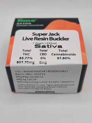 Lime - Sativa - 1G Live Resin Budder - Super Jack