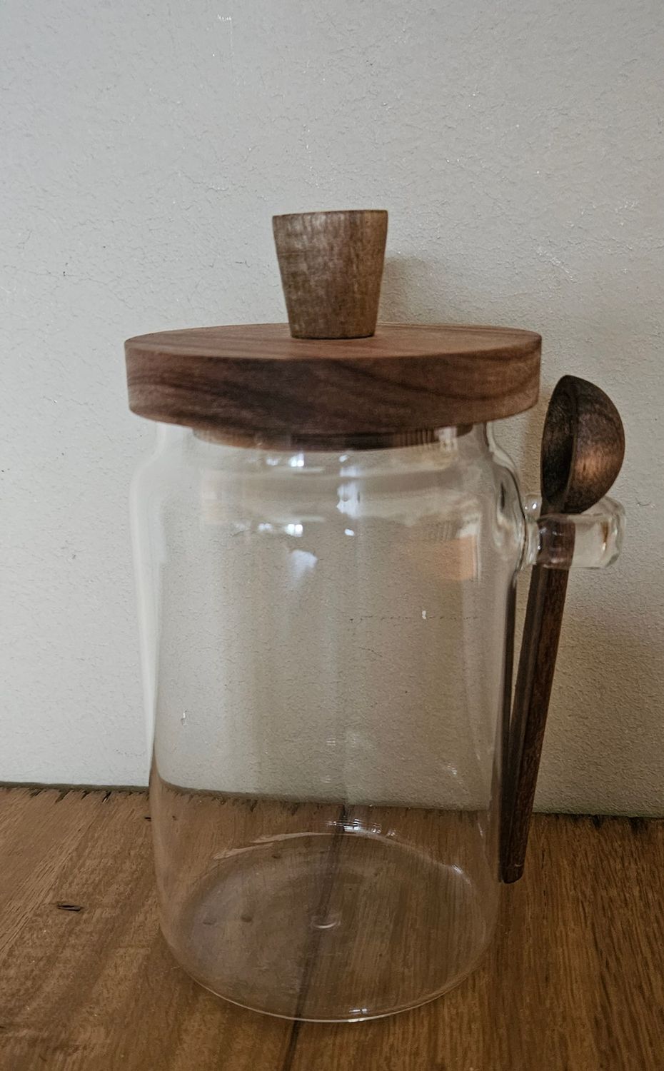 Moderne glazen pot met lepel, 730ml