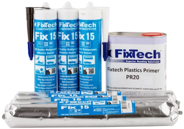 FixTech Fix15 Multi-purpose Adhesive Sealant - White or Black 290ml Cartridge