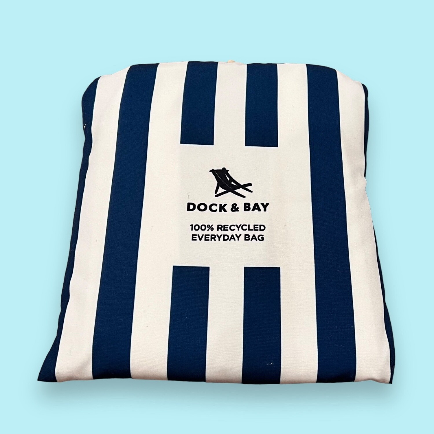 Foldable Beach Bag, Color: Navy&amp;White Stripes