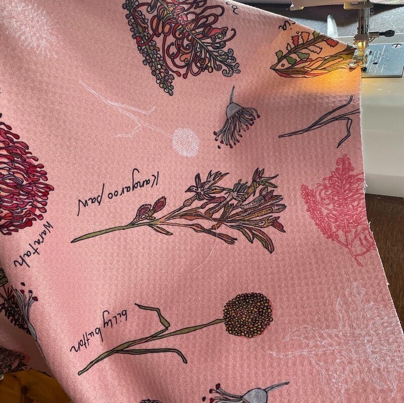 'Pink Paradise - Native Flora' tea towel