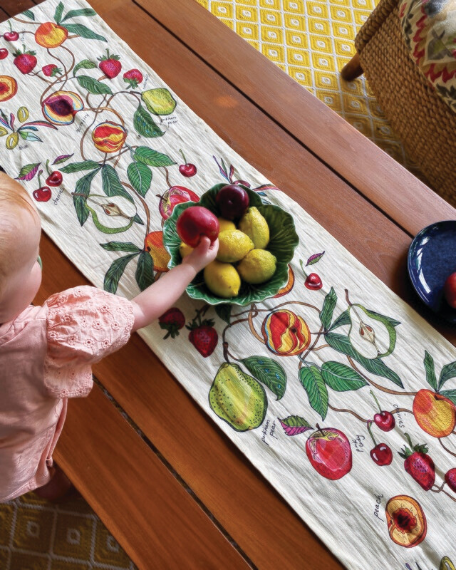 'Fresh Fruit' cotton linen table runner