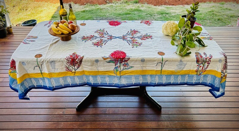 'Native Flora - In Symmetry' cotton linen tablecloth