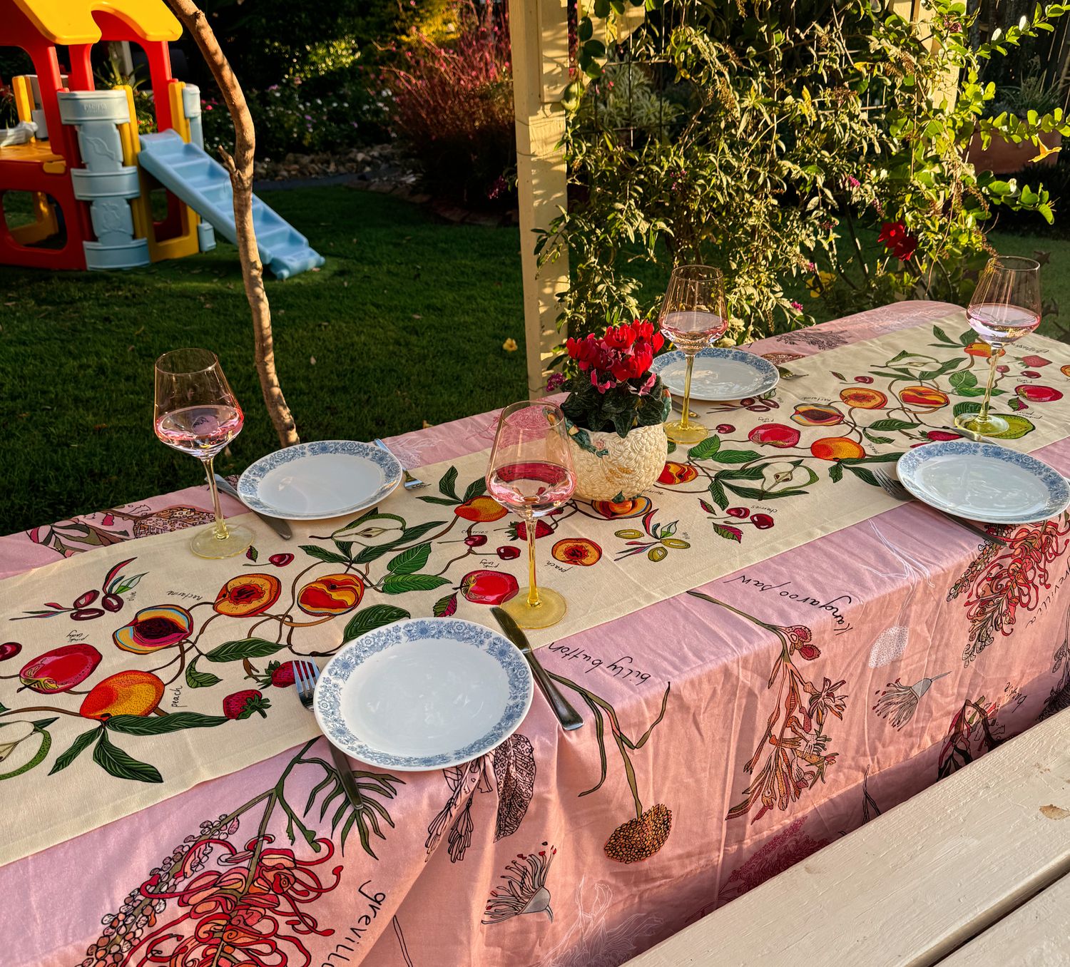 &#39;Fresh Fruit&#39; cotton linen table runner