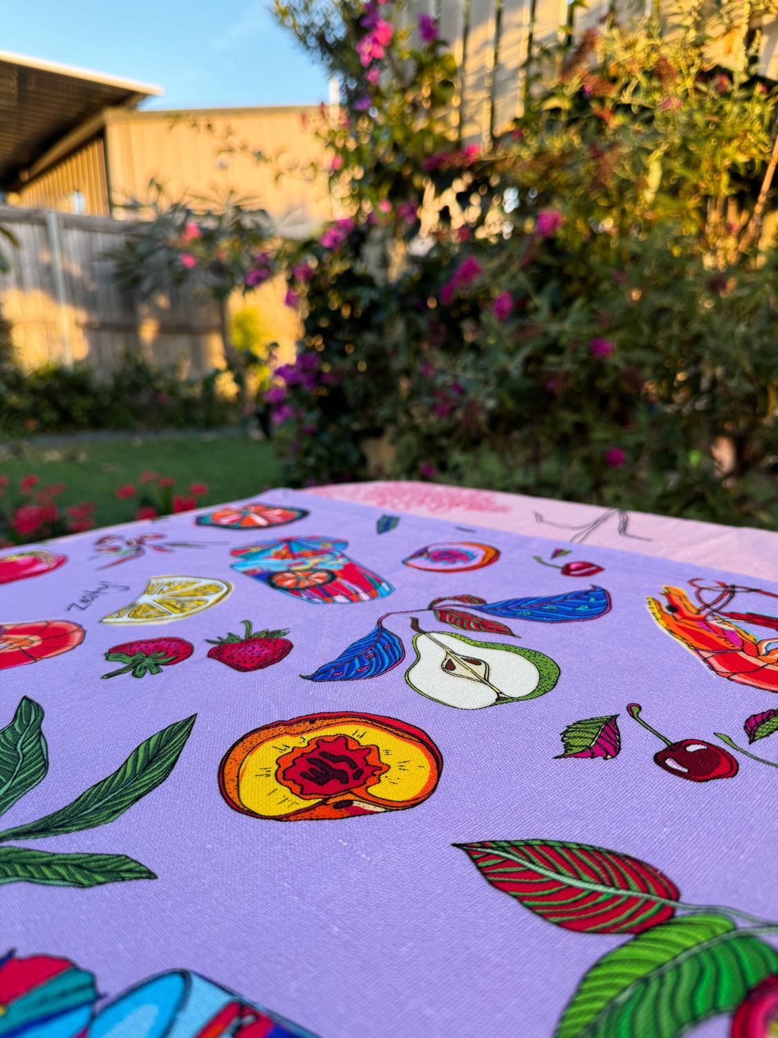 &#39;Zesty!&#39; table runner in purple