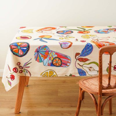 'Zesty!' cotton linen tablecloth
