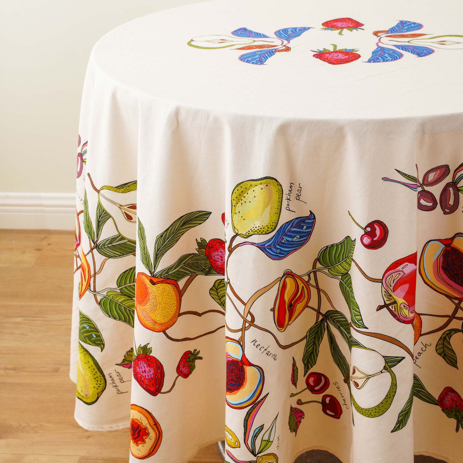 &#39;Fresh Fruit&#39; cotton linen tablecloth