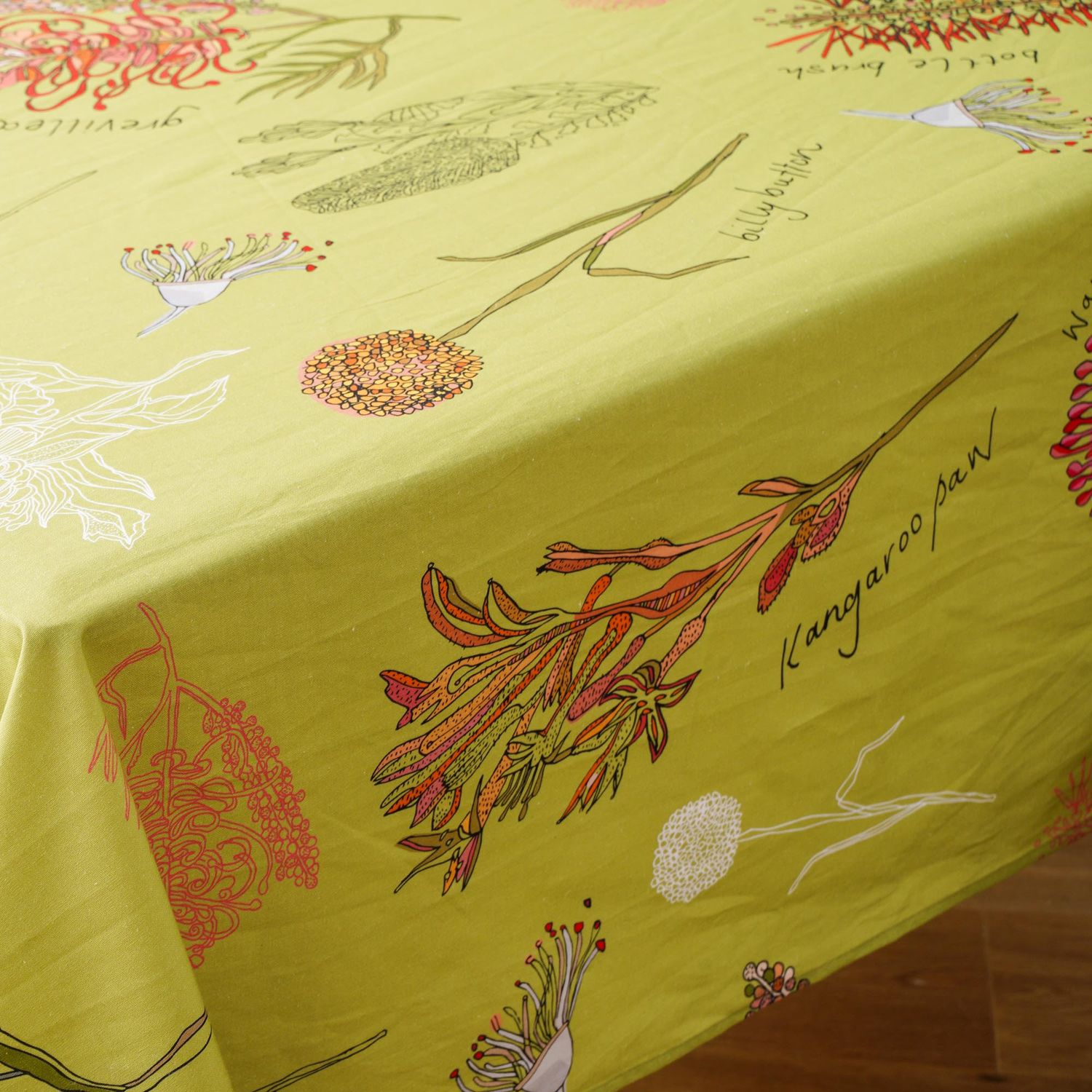 &#39;Native Flora - Green Paradise&#39; cotton linen tablecloth