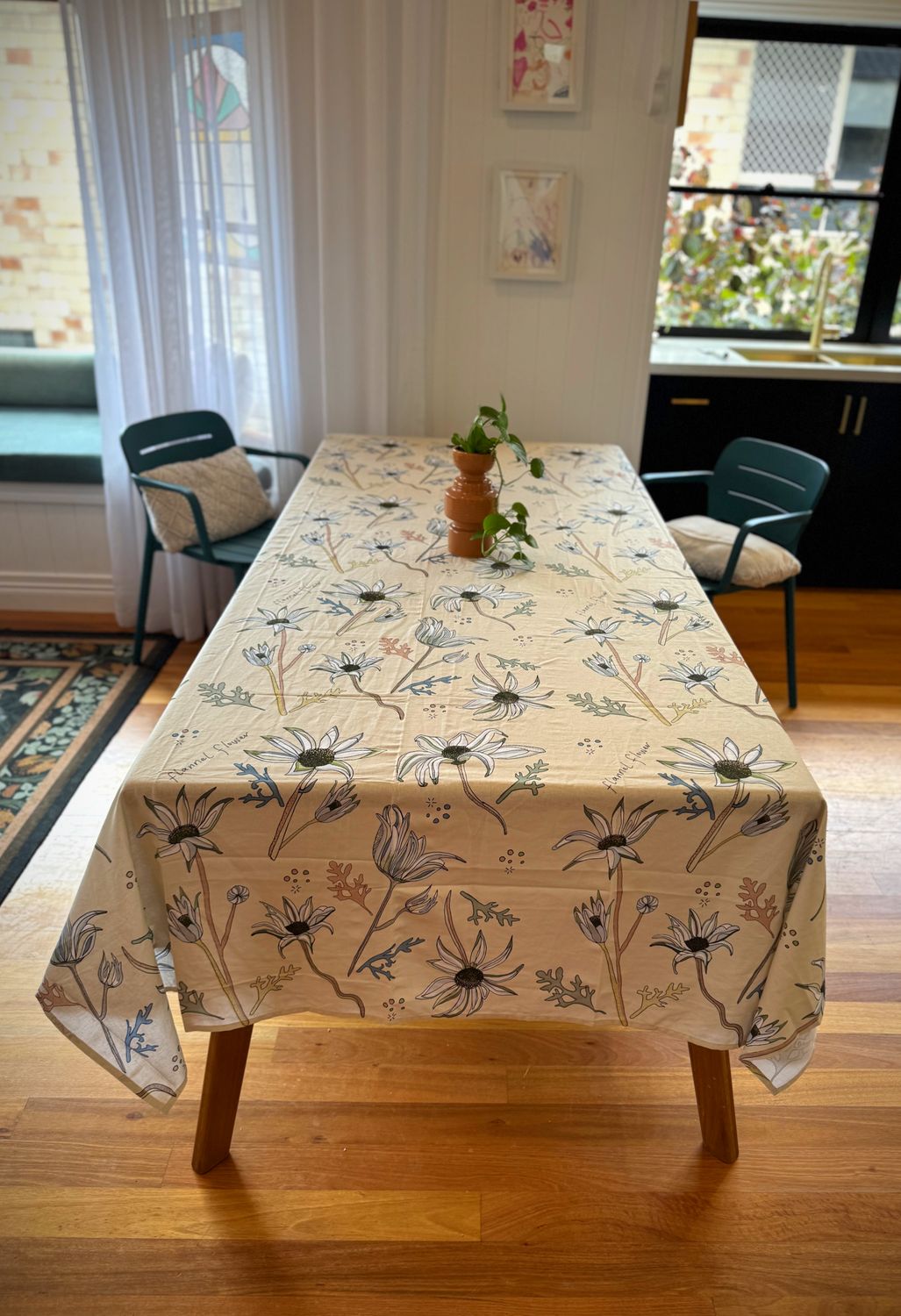 Flannel Flower round tablecloth