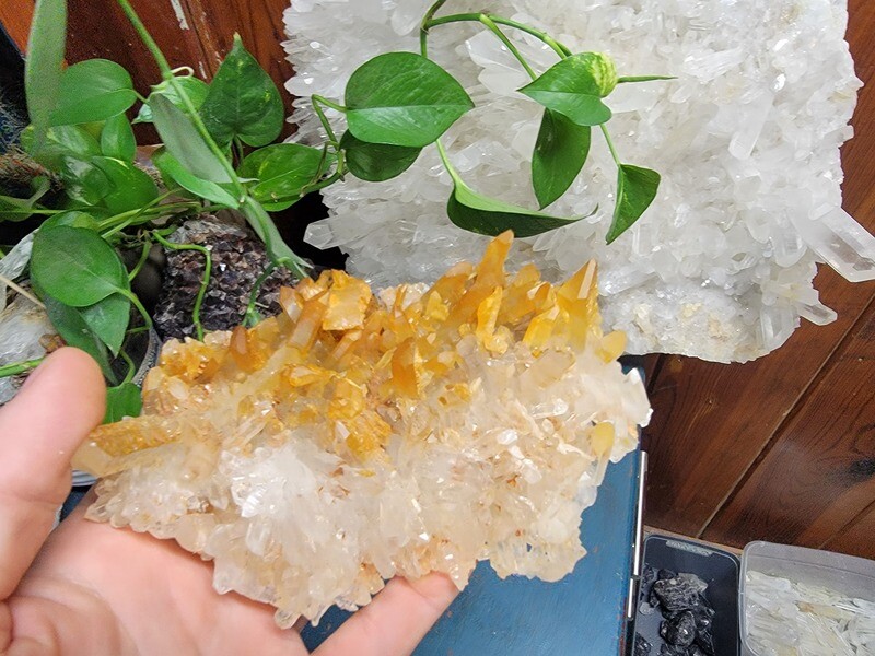 Raw Golden Healer Quartz Crystal Plate