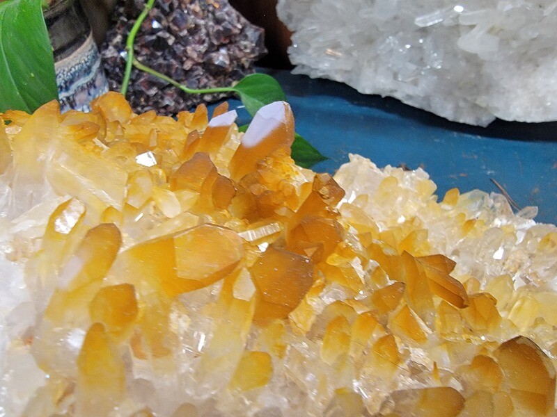 Raw Golden Healer, Calcium Capped Quartz Crystal Cluster