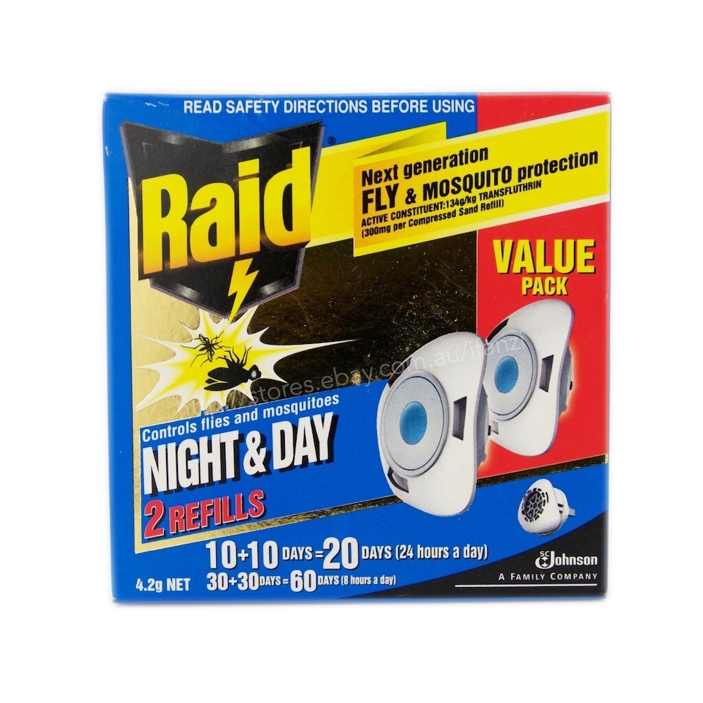 Raid Night & Day Twin Refill For Electronic Fly and Mosquito Repellent