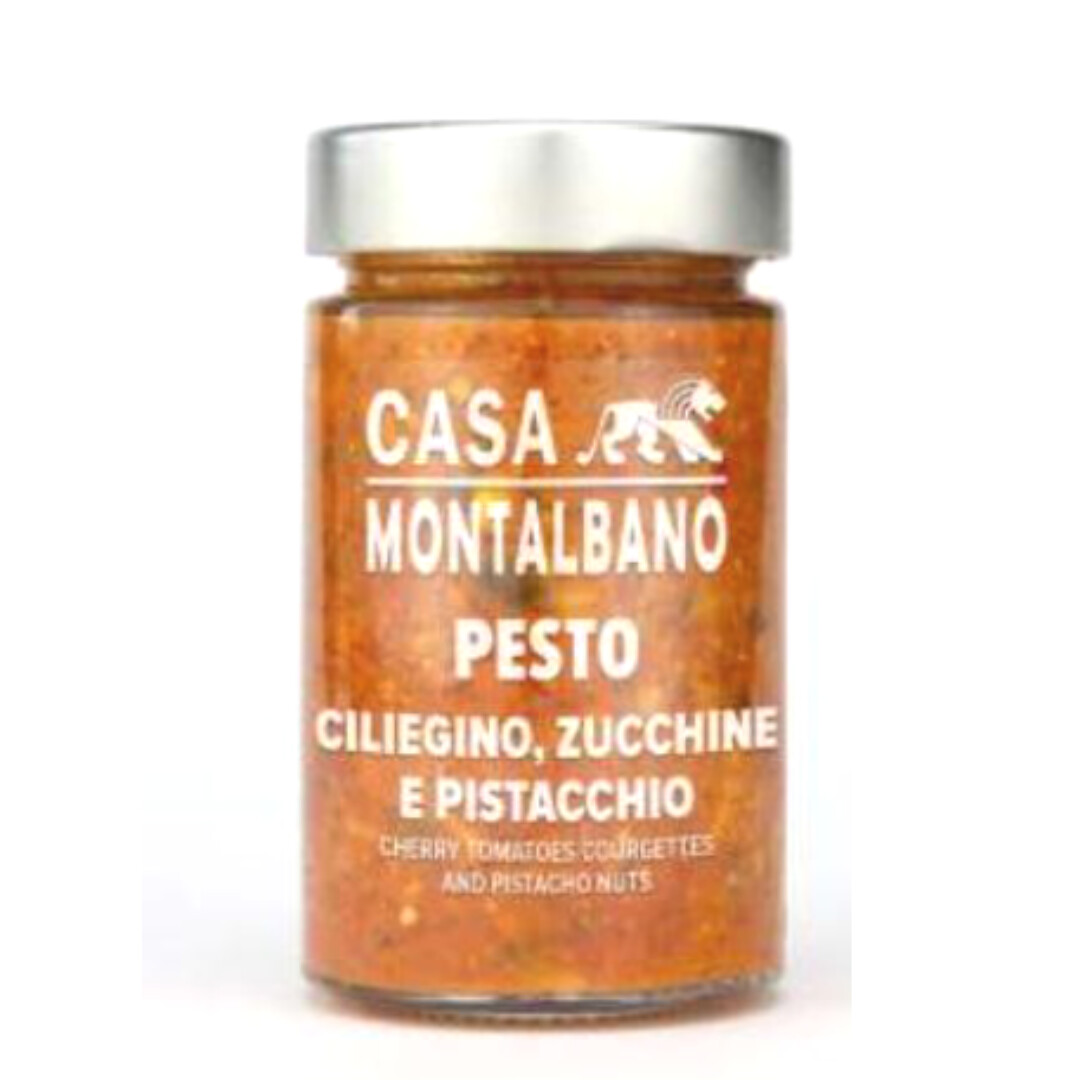 PESTO VAN KERSTOMATEN, COURGETTE EN PISTACHE IN EXTRA VERGINE OLIJFOLIE - 200G