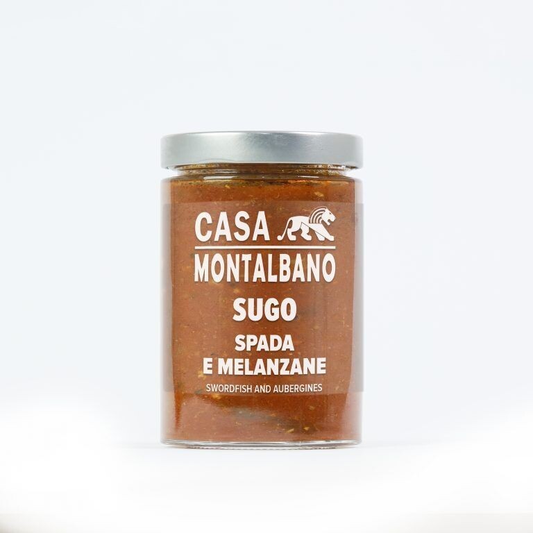 ZWAARDVIS  EN  AUBERGINE  SAUS  -  300G
