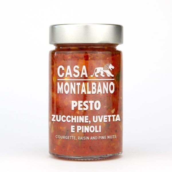 PESTO VAN  COURGETTES,  ROZIJNEN  EN   PIJNBOOMPITTEN