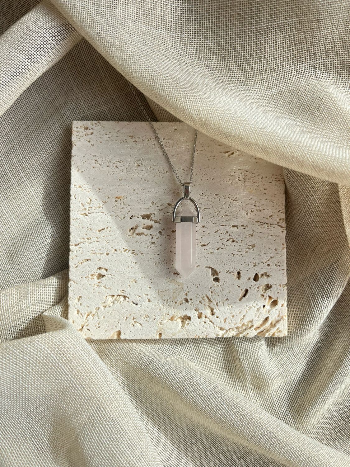 Ketting rozenkwarts zilver