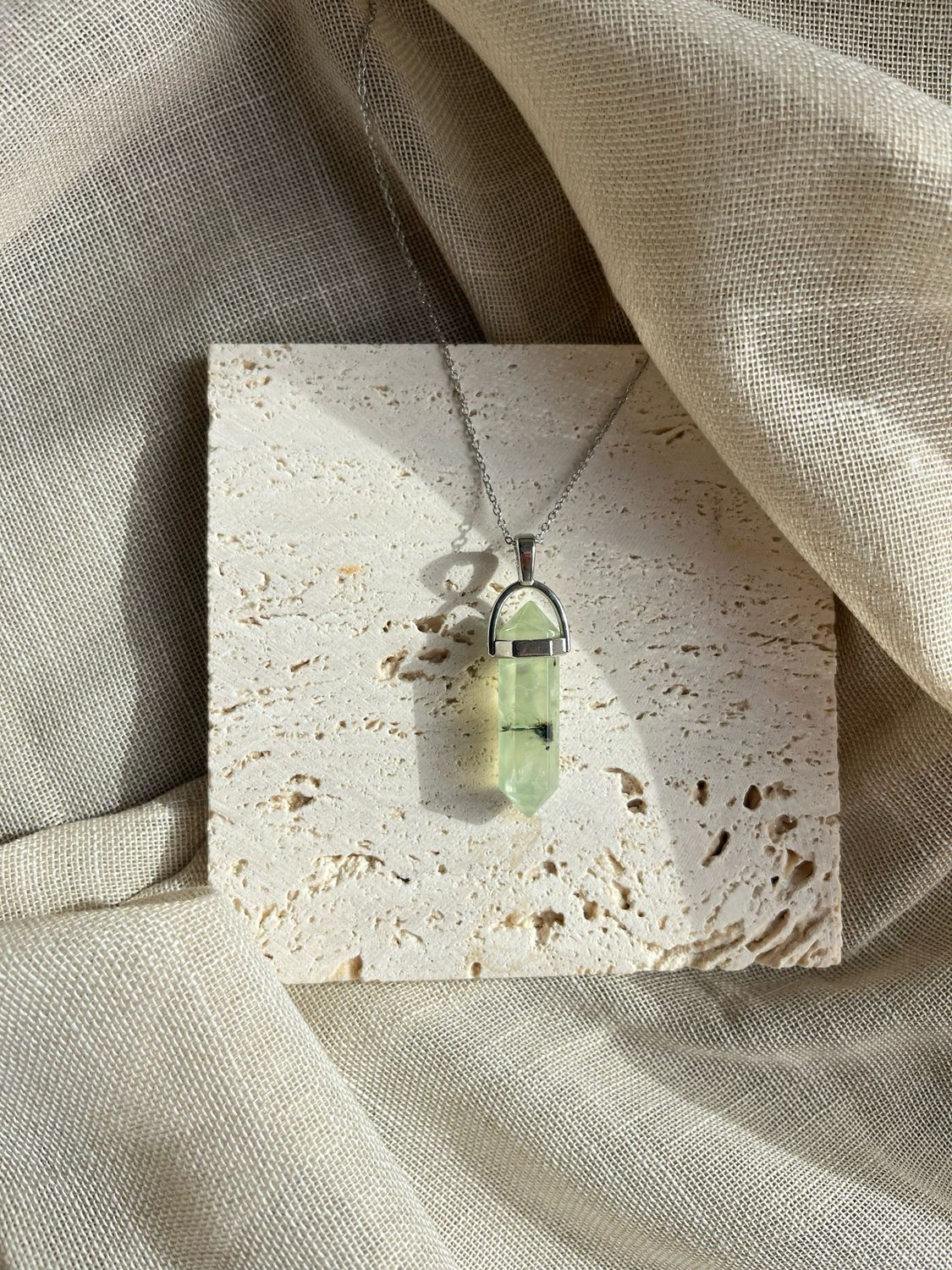 Ketting Prehniet zilver