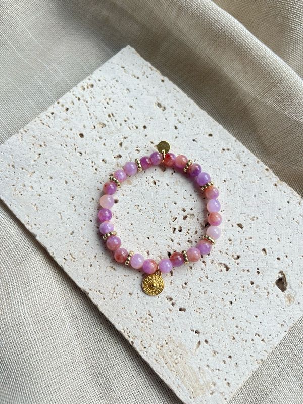 Armband natuursteen jade muntje