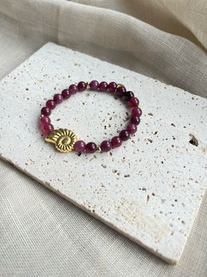 Armband halfedelsteen Jade schelp