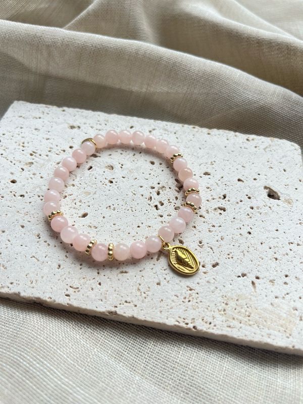Armband rozenkwarts schelpje