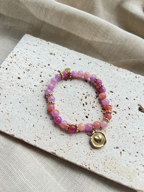 Armband natuursteen jade hartje