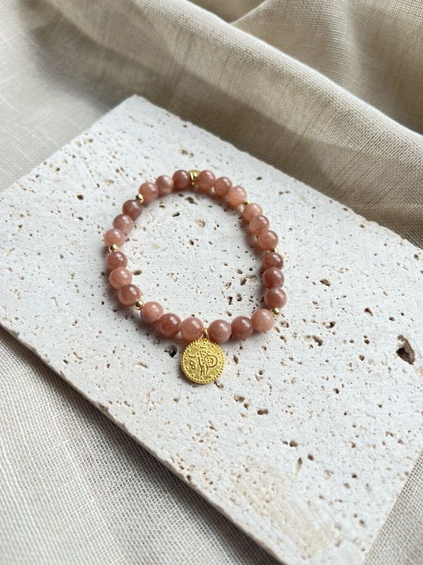 Armband natuursteen jade muntje