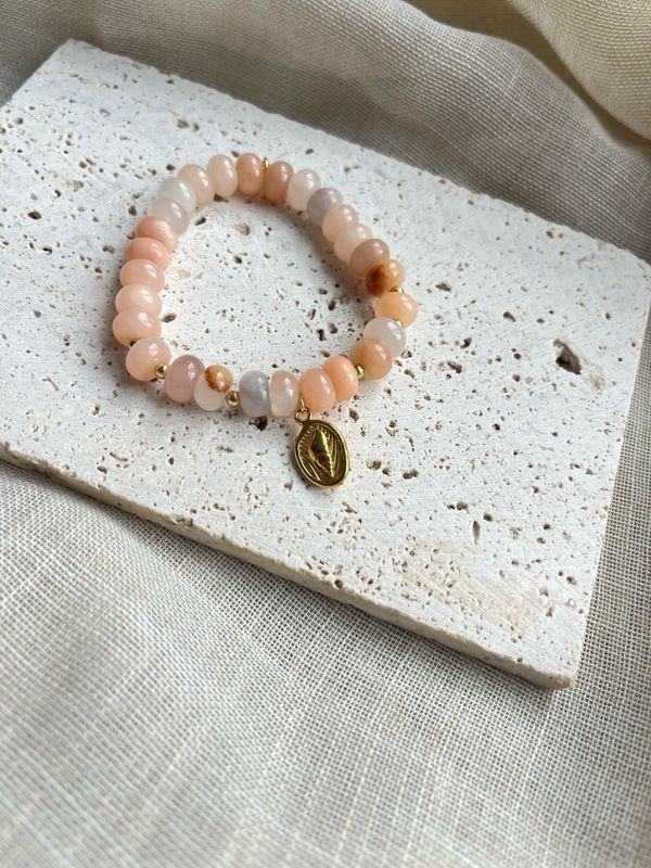Armband natuursteen jade schelp
