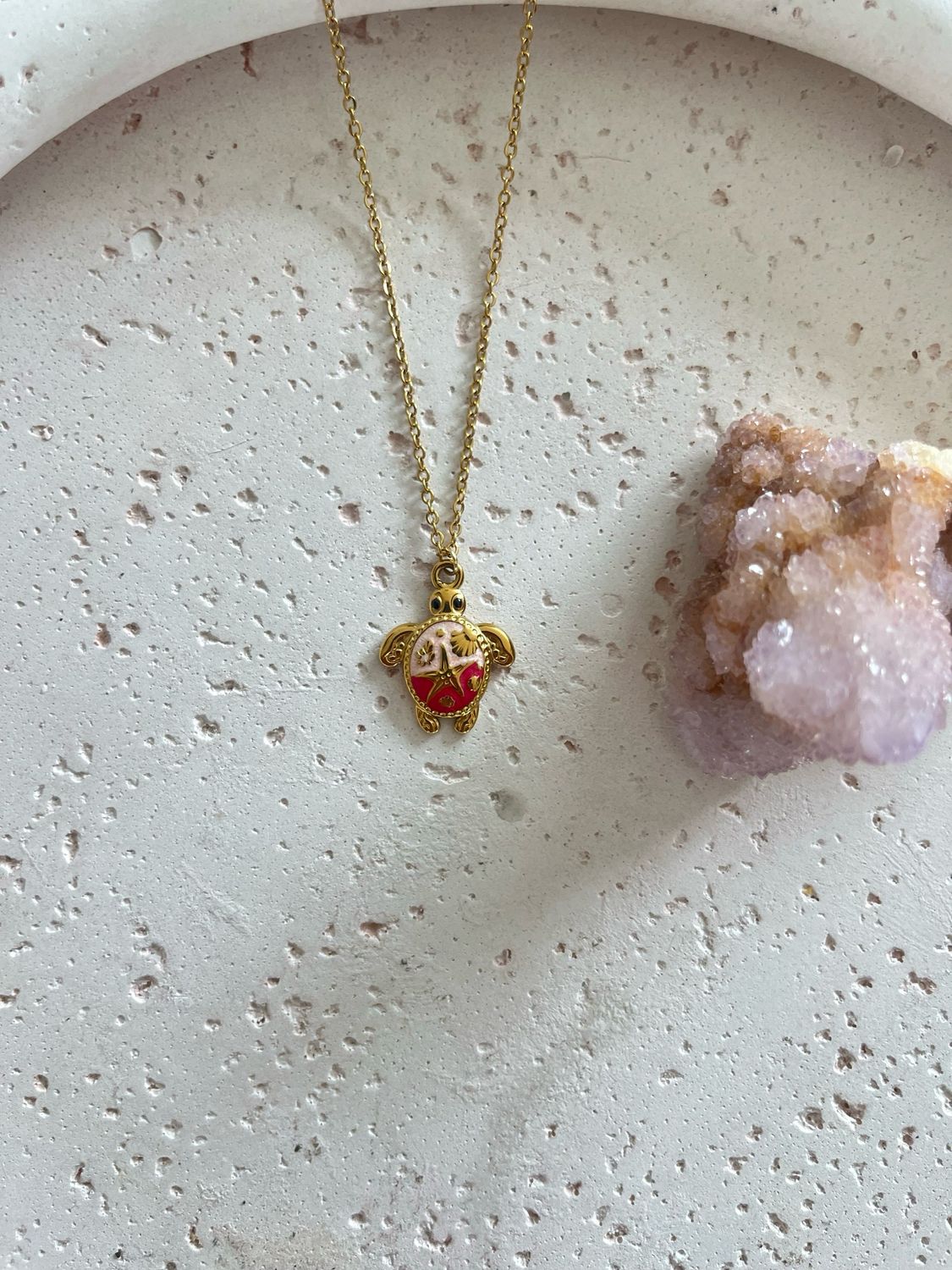 Ketting schildpadje roze