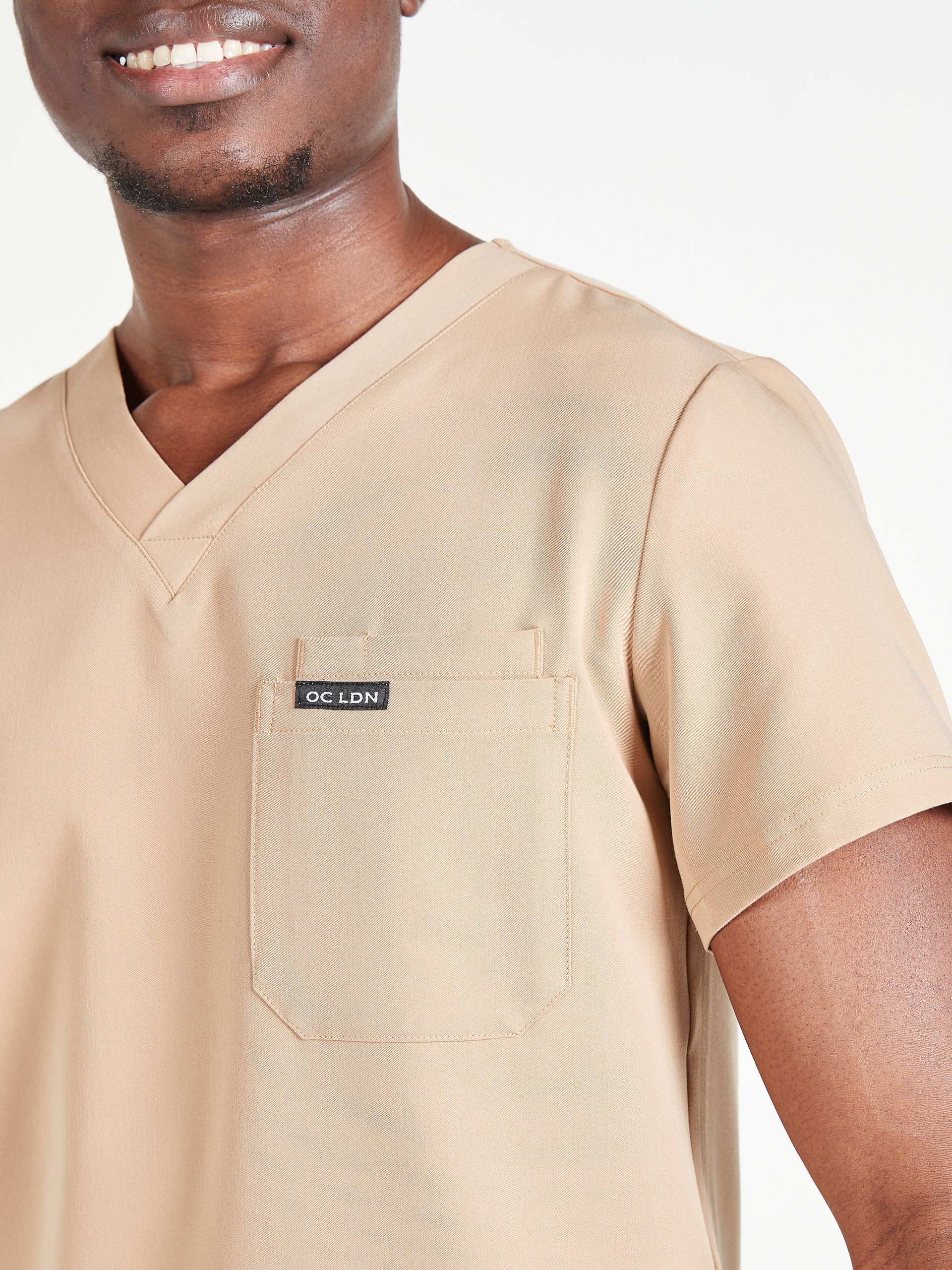 Men's Luna Scrub Top - Coffee Cream