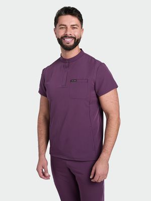 Men's Mandarin Scrub Top - Wild Plum