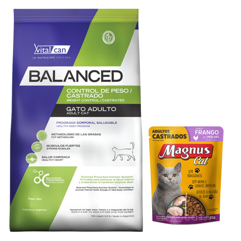 Balanced Gatos Adultos Castrados/Cont. Peso 7.5kg + Regalo