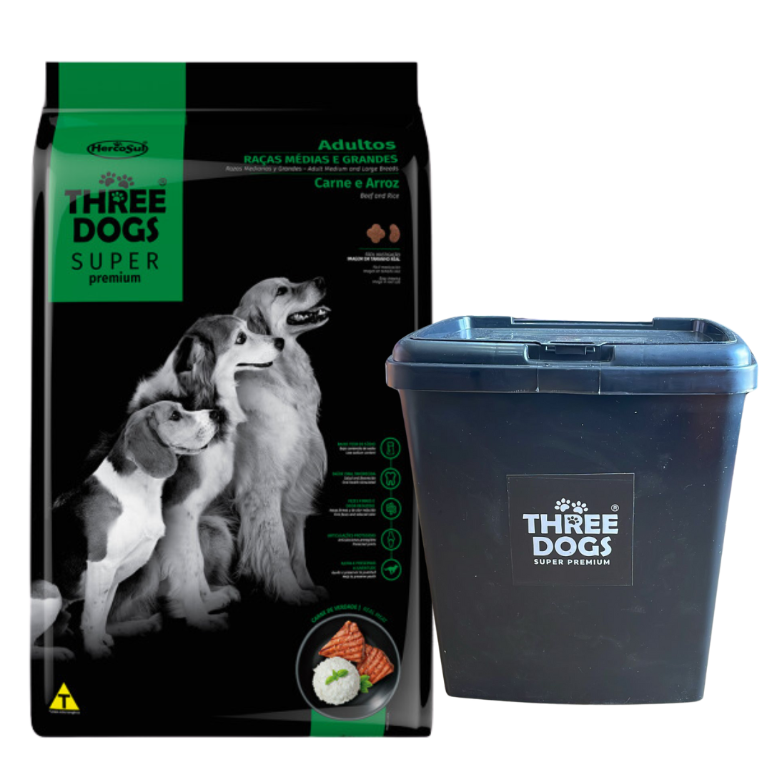 Three Dogs SP Perros Adultos Med/Gde 17kg + Regalo