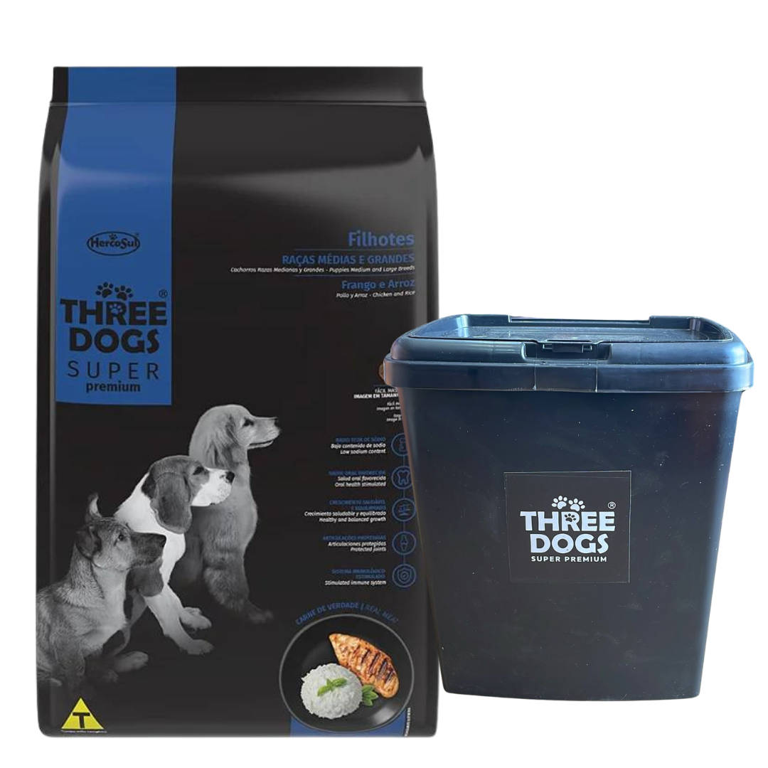 Three Dogs SP Perros Cachorros Med/Gde 17kg + Regalos