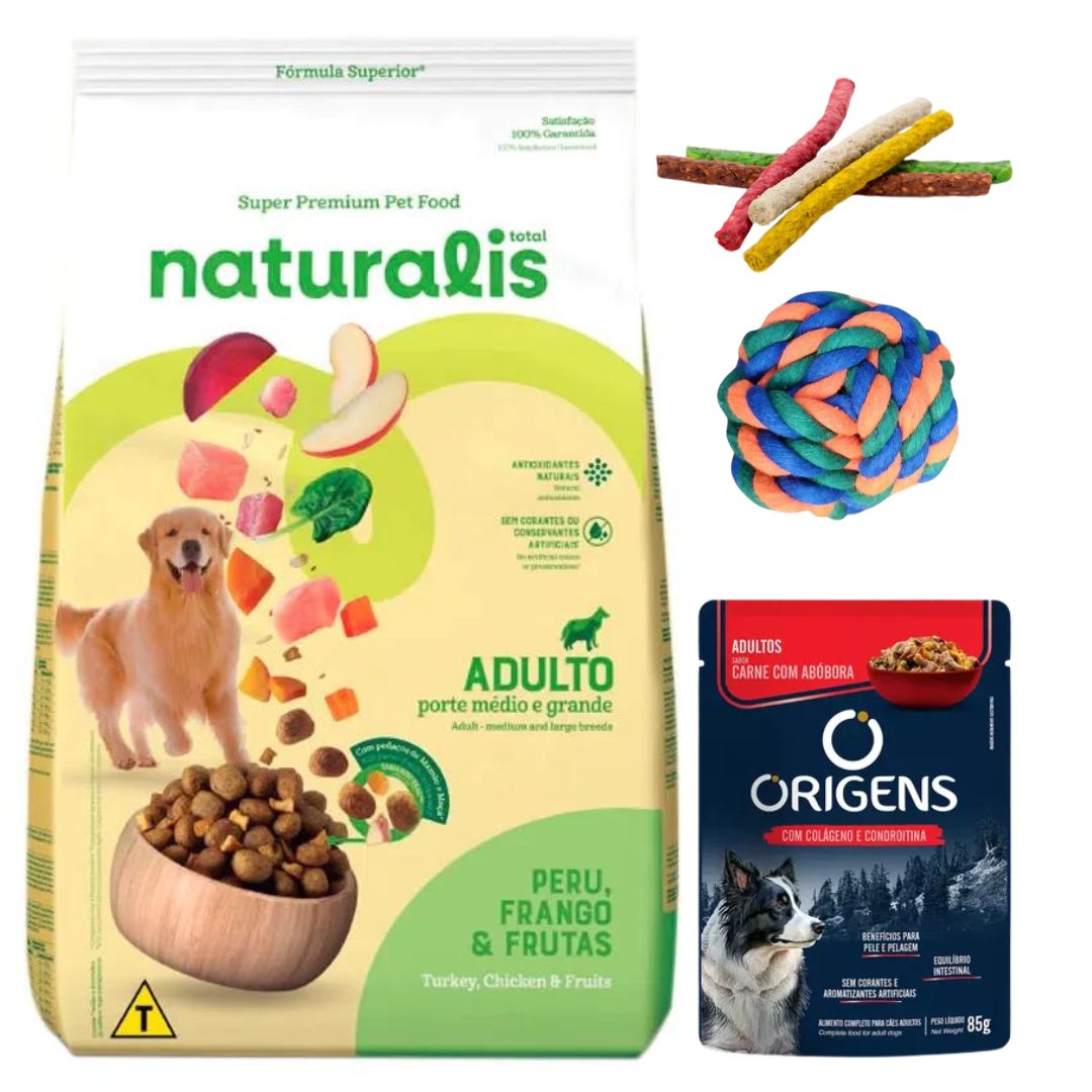 Naturalis Perros Adultos Pollo/Pavo/Frutas 12kg + Regalos