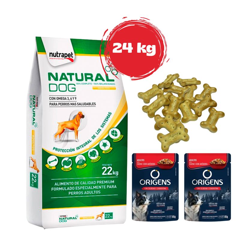 Natural Dog Adulto 22kg + 2 kg gratis!