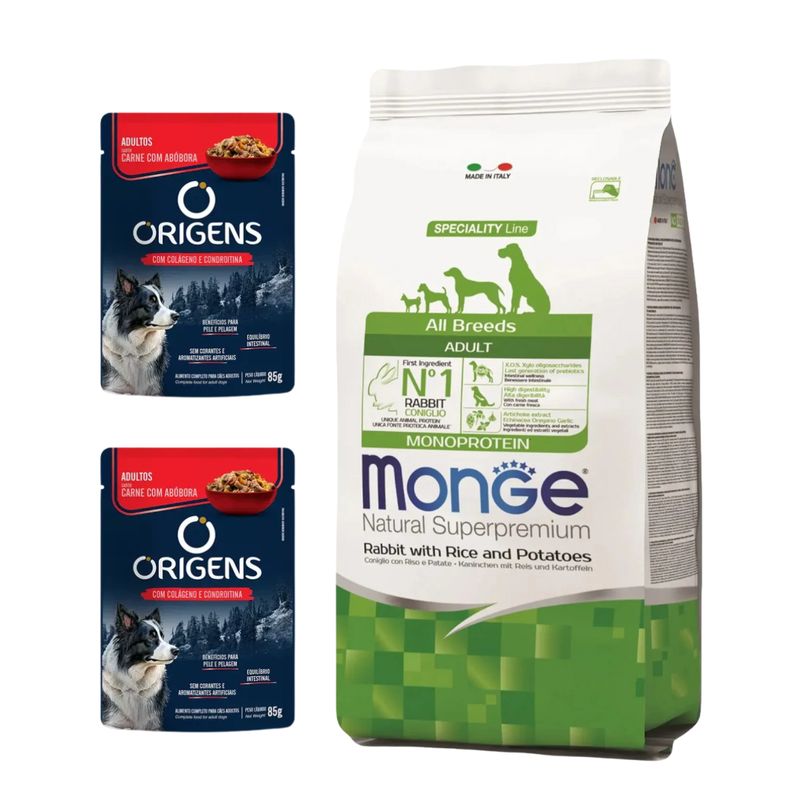 Monge Perro Adulto Conejo 12kg + Regalos
