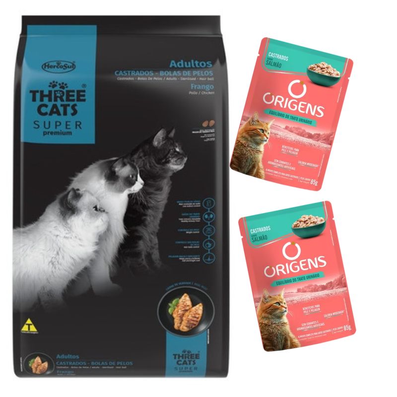 Three Cats SP Gatos Castrados Bola de Pelo 10.1kg + Regalo