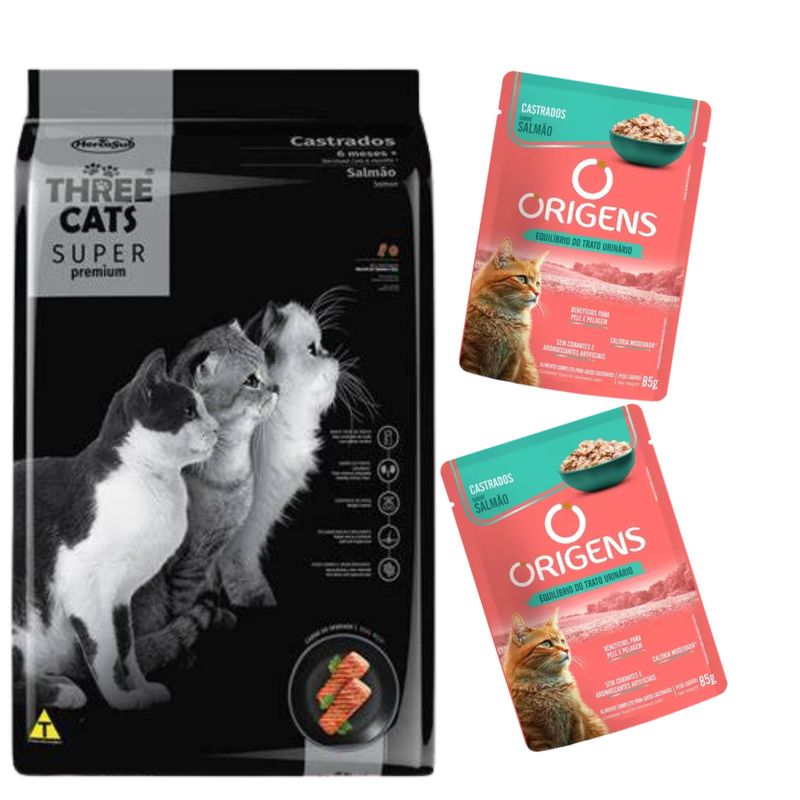 Three Cats SP Gatos Castrados Salmon 10.1kg + Regalo