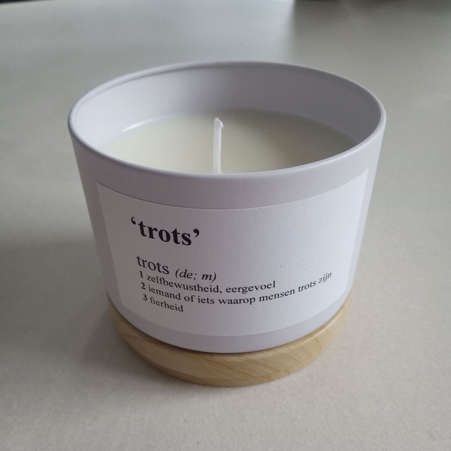 Kaarsenblikje "Trots"