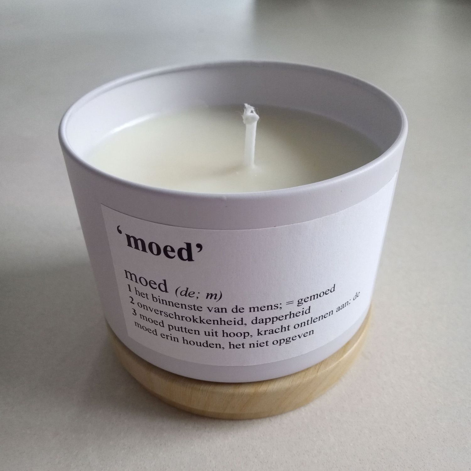 Kaarsenblikje "Moed"