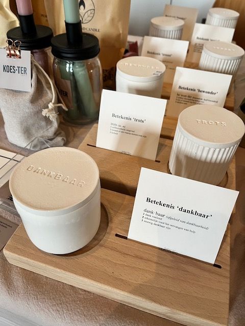 Kaarsje - Dankbaar (glad of geribbeld potje) + kaartje