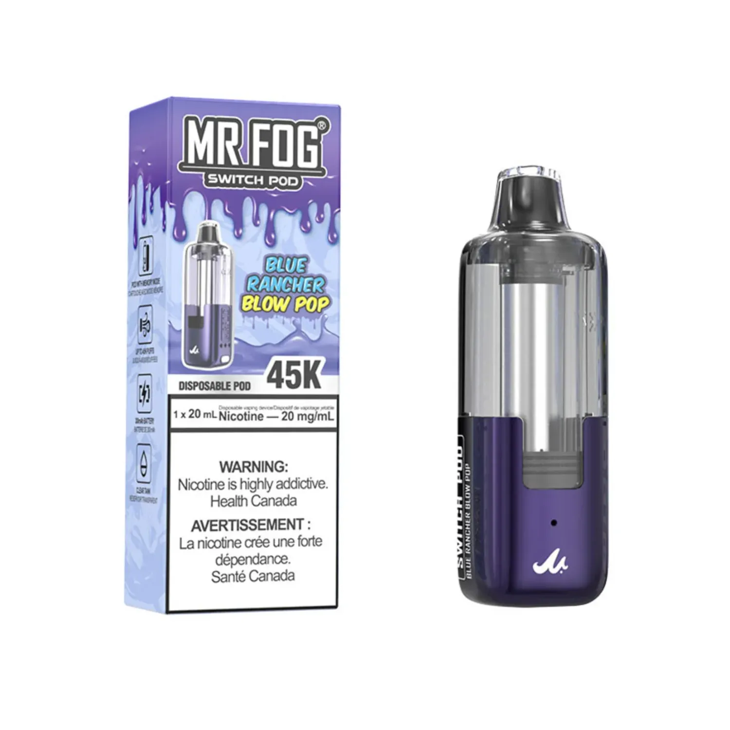 Mr Fog Switch Pod Blue Rancher Blow Pop 45k (Comes with FREE battery)