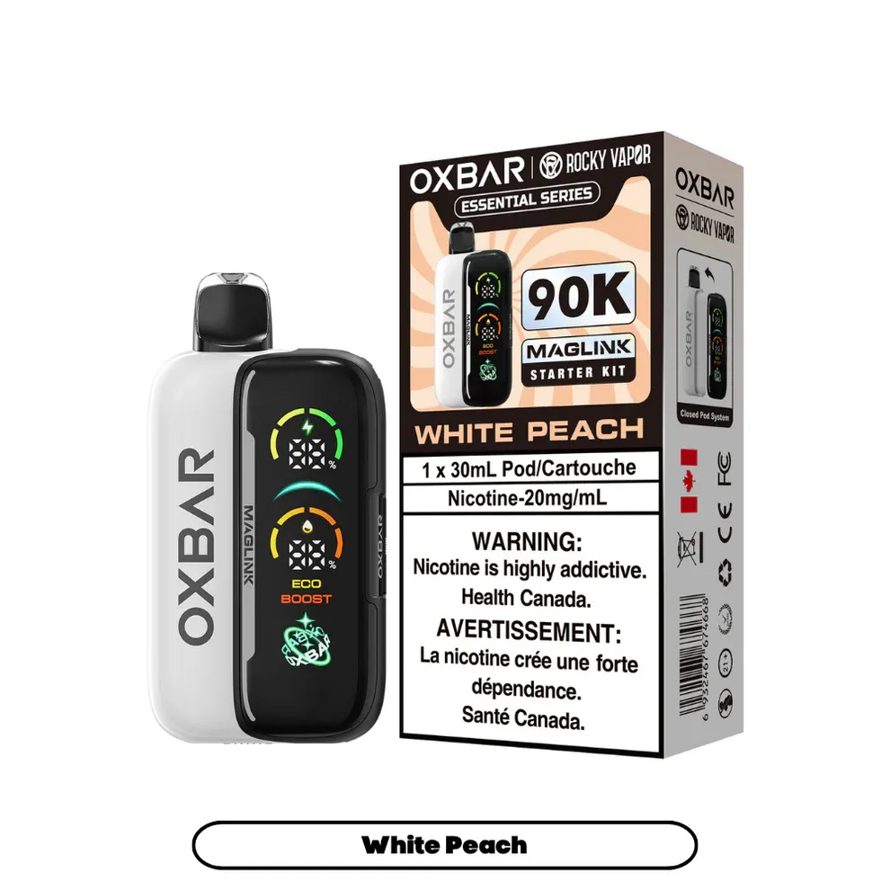 Rocky Vapor Oxbar Maglink - Essential Series - White Peach (BC/SK/NL/NS)