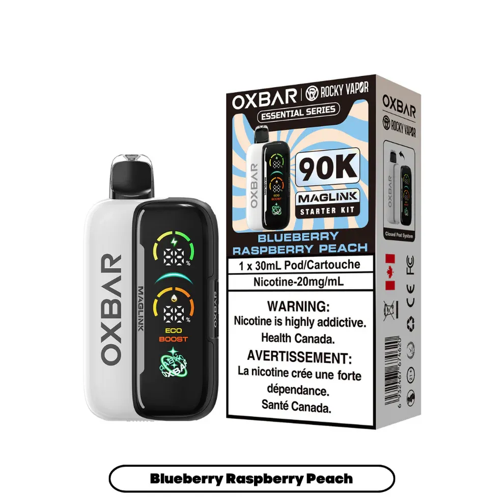 Rocky Vapor Oxbar Maglink - Essential Series - Blueberry Raspberry Peach (BC/SK/NL/NS)
